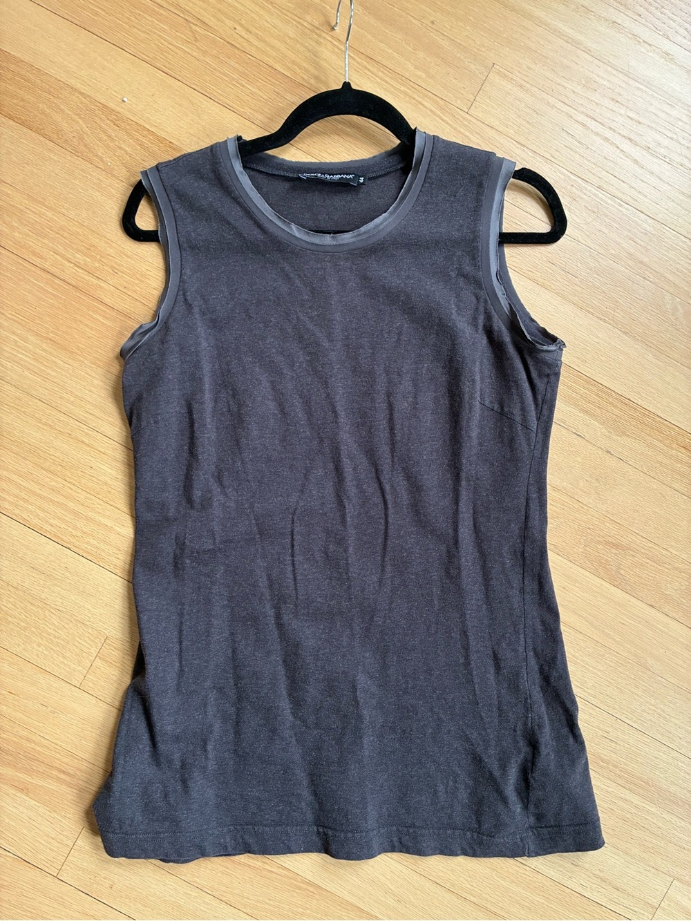 Dolce & Gabbana grey tank with silk neckline